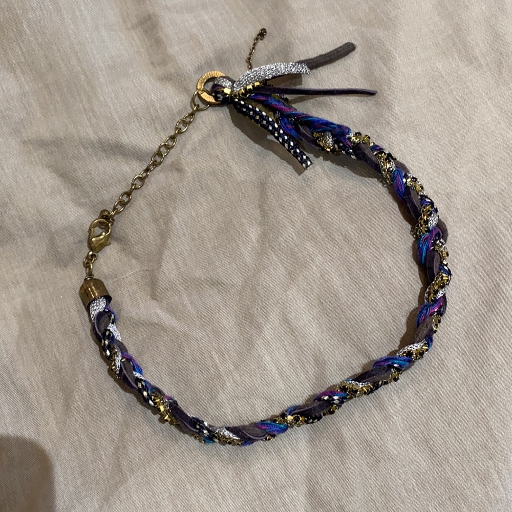 Beaded and fabric choker